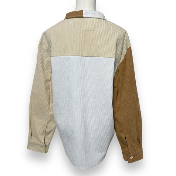 Stella Tweed Colorblock Corduroy Shacket Women's Small Oversized Chest Pocket - Picture 4 of 8